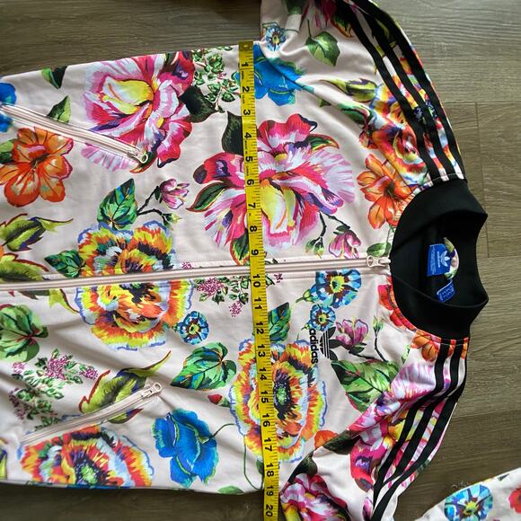 Adidas X Farm Rio Trefoil Floral Track Jacket Sz S Pink Black Full Zip - Picture 7 of 9